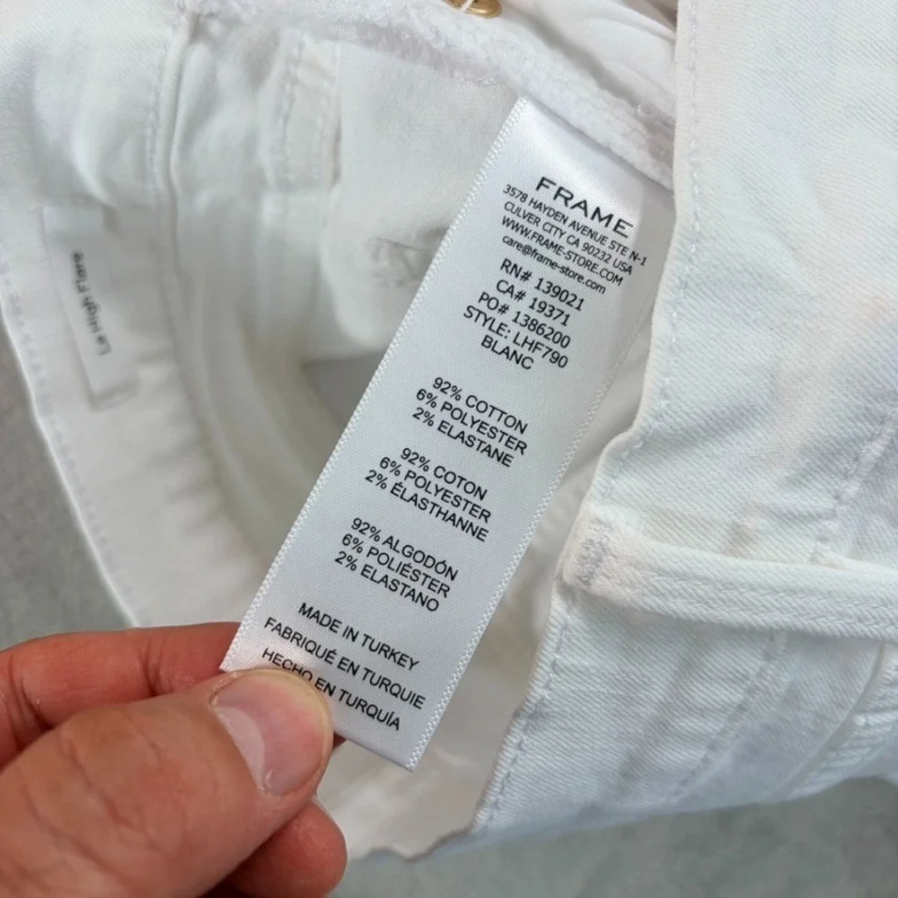 Frame Le High Flare Jeans in Blanc Women 28 Stretch Denim Designer NWOT